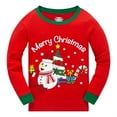 thumbnail image 2 of Boy Girl 100% Cotton Christmas Pyjamas Set Snowman Pjs Long Sleeve 2 Piece Size 4T, 2 of 7