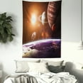 thumbnail image 2 of Galaxy Tapestry, Space Theme View of the Planets from Earth Science Room Art with Sun and Moon, Wall Hanging for Bedroom Living Room Dorm Decor, 60W X 80L Inches, Magenta Orange, by Ambesonne, 2 of 5