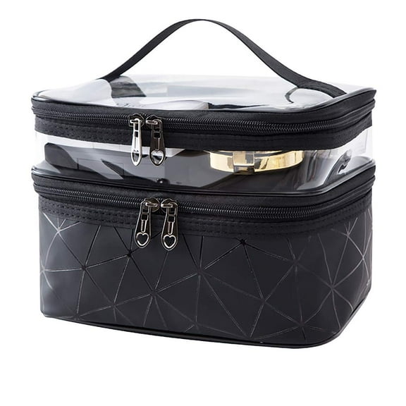 VONTER Makeup Bags Double layer Travel Cosmetic Cases Make up Organizer Toiletry Bags (Black)