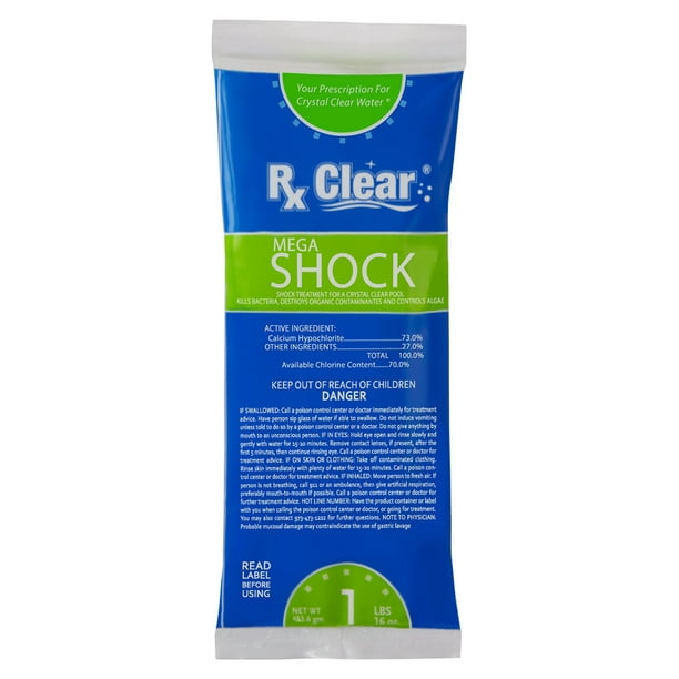 Rx Clear Mega Chlorine Pool Shock 73 Calcium Hypochlorite 1 lb