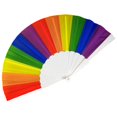 thumbnail image 2 of Rainbow Fans - Pride Folding Fans Made of Bamboo - Coloured Accessories for CSD Festival Rave Techno Wedding Party Women Men 9.06 In, 2 of 9