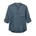 thumbnail image 4 of Betivan Men's Round Neck Long Sleeve Top Casual Button Closure Sports T-Shirt, Breathable Lightweight Soft Fashion Blouse for Sports, Fitness, Daily, Outdoor, 4 of 5