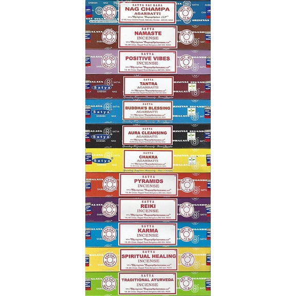 Set of 12 Nag Champa Namaste Positive Vibes Tantra Buddha Blessing Aura Cleansing Chakra Pyramids Reiki Karma Spiritual Healing Traditional Ayurveda by Satya