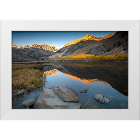 Sederquist, Betty 14x11 White Modern Wood Framed Museum Art Print Titled - Usa-California-Sierra Nevada On a freezing autumn morning-North Lake glows with aspen colors