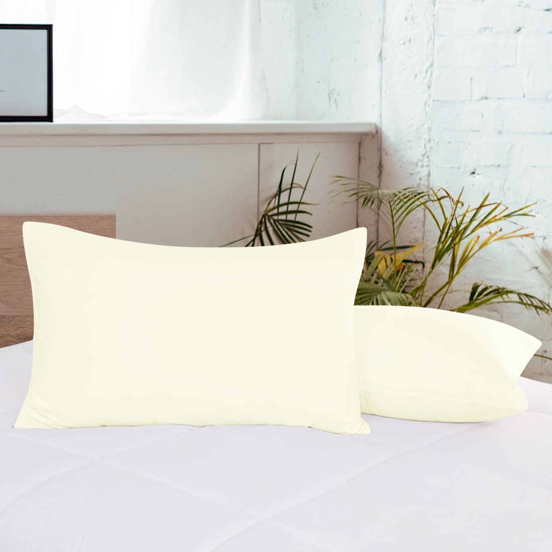 Unique Bargains 2-Piece Soft Microfiber Pillowcases, Standard, Beige