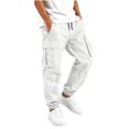 thumbnail image 2 of Falkdiz Cargo Pants for Boys Sport Pantalones Pockets Joggers Winter Trendy Drawstring Elastic Waist Boys Trousers, White, Size: 12-13Years, 2 of 8