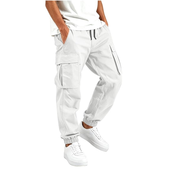 QTBIUQ Boys Jogger Pants Elastic Drawstring Waist with Pockets Casual Cargo Long Pants