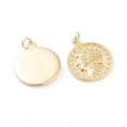 thumbnail image 2 of Brass Pendants with Jump Rings Long-Lasting Plated Flat Round with Human Real 18K Gold Plated 21.8x18x2mm Hole: 2.8mm, 2 of 2