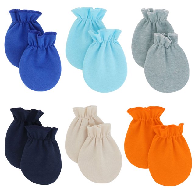 6 pares de guantes de algodón para recién nacidos, guantes antiarañazos, estilo neutro.