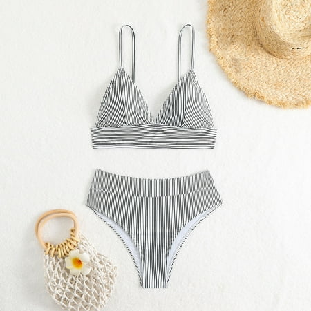 Tawop Womens Swim Womean Swimwear Bikini Bottoms Printed Tie Summer Clearance Clothes for Women Gray M