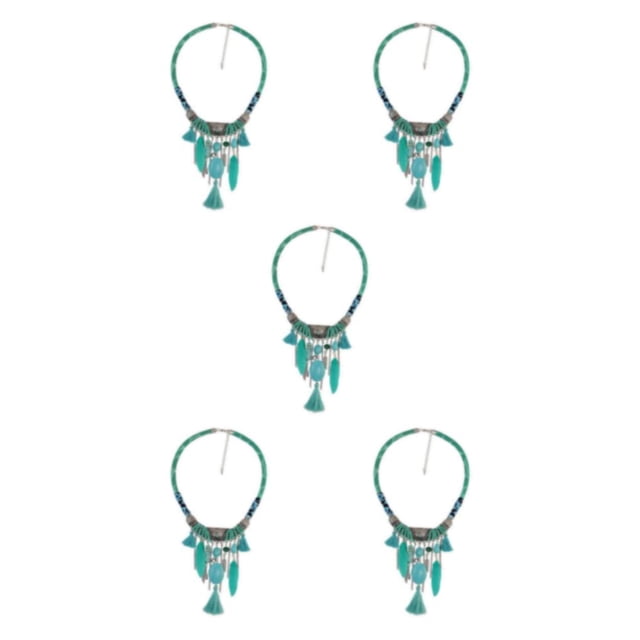 maskred Exquis Turquoise Pompons Choker Bohème Déclaration Collier Vert 45 + 8cm 5Set