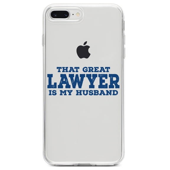 DistinctInk Clear Shockproof Hybrid Case for iPhone 7 PLUS / 8 PLUS (5.5" Screen) TPU Bumper Acrylic Back Tempered Glass Screen Protector - That Great Lawyer is My Husband