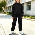 thumbnail image 2 of OGLCCG Girls Sweatsuit 2 Piece Sets Fall Fleece Hoodie and Wide Leg Sweatpants Set with Pockets Tracksuit Jogging Outfits(Black,12-13 Years), 2 of 6