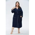 thumbnail image 4 of HEARTNICE Womens Robe, Lightweight 3/4 Sleeve Knit Spa Bathrobe Soft Kimono Long Loungewear,(Navy,XL Plus), 4 of 6