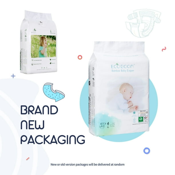 ECO BOOM New Look Bamboo Baby Organic Diapers Bamboo Disposable Diaper Eco Friendly Nappies Natural Soft Hypoallergenic Diapers for Baby 70 Count Pack