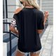 thumbnail image 1 of Top de manga corta para mujer, Top informal con estampado de leopardo y costuras con cuello redondo y hombros descubiertos a la moda, 1 of 6