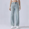 thumbnail image 6 of Sokhug Women's High Waist Jeans Loose Straight Leg Denim Pants, Light Blue, 6 of 6