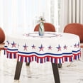 thumbnail image 2 of 4th of July Tablecloth Round 60 Inch Patriotic Tablecloth Red White Blue Stripes Star Table Cloth Washable Table Cove for Home Kitchen Dining Table Decor, 2 of 6