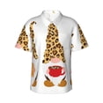 thumbnail image 1 of Balery Christmas Gnomes In Leopard Camisas hawaianas de manga corta para hombre, camisas playeras de corte holgado, camisas de vacaciones con botones,3X-Large, 1 of 7