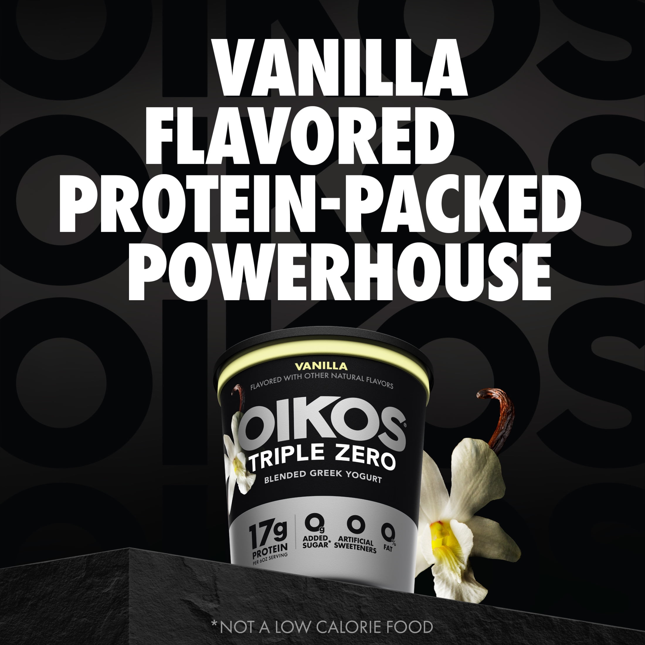 Oikos Triple Zero 17g Protein&nbsp;Vanilla Greek Yogurt, 100 Calories, 0g Added Sugar and 0 Artificial Sweeteners,&nbsp;Nonfat&nbsp;Yogurt, Great High Protein Snack,&nbsp;32 oz Tub