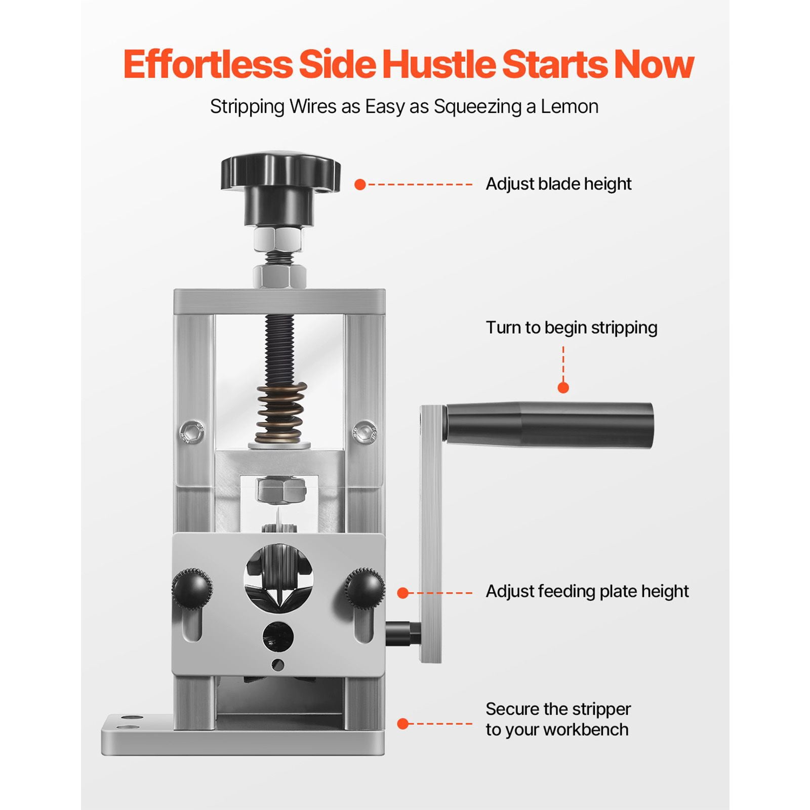 2-in-1 Manual Wire Stripper Machine - Hand Crank or Electric Drill Powered, Adjustable 0.06 to 1 inch for Scrap Copper Wire Stripping, RV & Electrical Projects
