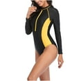 thumbnail image 5 of YanHoo Womens One Piece Swimsuit Athletic Workout Bathing Suit Long Sleeve Zipper Surfing Swimwear for Teen Junior, 5 of 8
