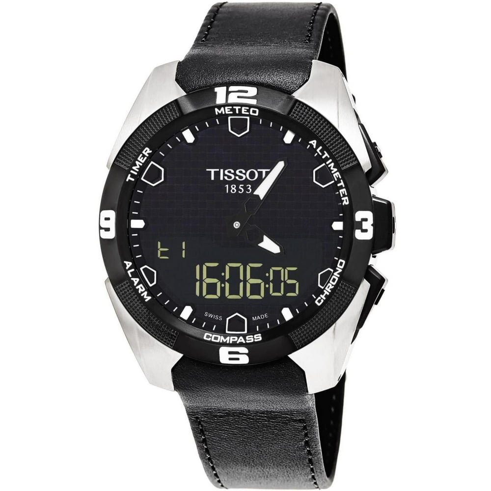 Tissot - Tissot Men's T Touch Expert 45mm Black Leather Band Titanium Case Swiss Quartz Watch