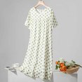 thumbnail image 2 of QQAMB Women's Nightdress Cotton Summer Floral Printed Crewneck Soft Short Sleeve Long Sleepshirts Homewear Nightgown Green Free Size, 2 of 3