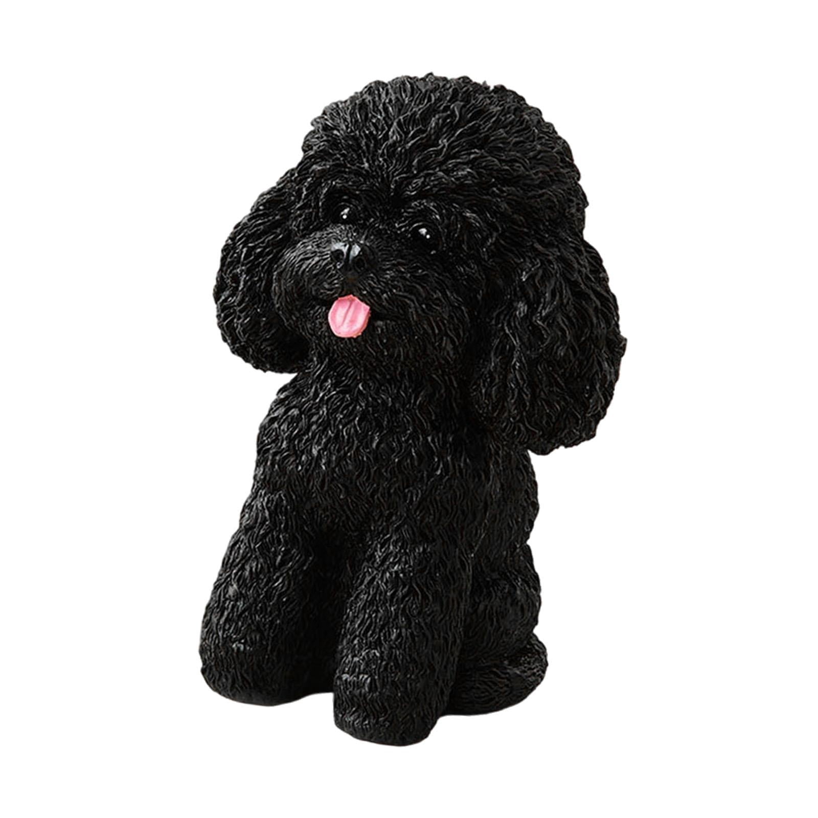 Fancyes Seating Dog Statue Inner And Outdoor Decoration Home Decoration Collections Garden Puppy Sculpture for Entrance Farmhouse Black