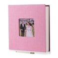 thumbnail image 1 of Álbum de fotos HoneyTolly, funda autoadhesiva de lino, 60 páginas, color rosa, 1 of 6