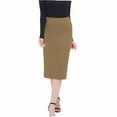 thumbnail image 3 of HVOBTTY Womens Pencil Mid Length Skirts, Summer Skirt for Women, Womens Fashion Solid Color Rhinestone High Waist Elastic Elegant Daily Formal Midi Skirt Khaki, M, 3 of 5