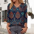 thumbnail image 2 of Towmus Blouses for Women Henley 3/4 Sleeve Shirts Dressy Casual Fall Tops Work Blouses, 2 of 5