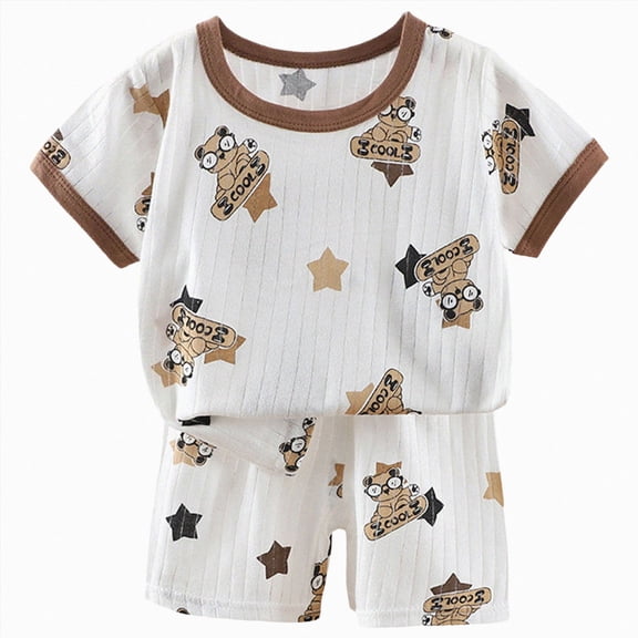 kmaduk Toddler Boy Girl Short Sleeve T-Shirt and Elastic Waistband Elastic Shorts Outfit Set 2Pcs Summer Children's Gift For 18-24 Months 2t 3t 4t 5t 6t 2PCS Set size 3-4 Years