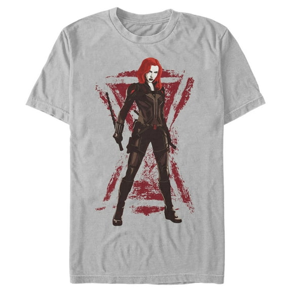 Men's Marvel Black Widow Grunge Hourglass  Graphic Tee Silver Large