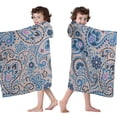 thumbnail image 4 of Blue Paisley and Floral Pattern Hooded Bath Towel，60"x35" for Ages 3 To 12 Kids, Quick Dry Lightweight Soft Microfiber Hood Beach Towel Cover Up for Kids, 4 of 7