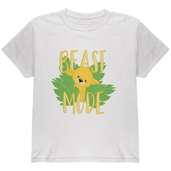Beast Mode Cute Lion Cub Youth T Shirt White YLG