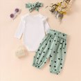 thumbnail image 3 of Baby Girl Clothes Outfits Cute Ruffle Ribbed Knit Romper + Heart Daisy Print Pants + Cute Headband Sets for Girls Outfits, 3 of 6
