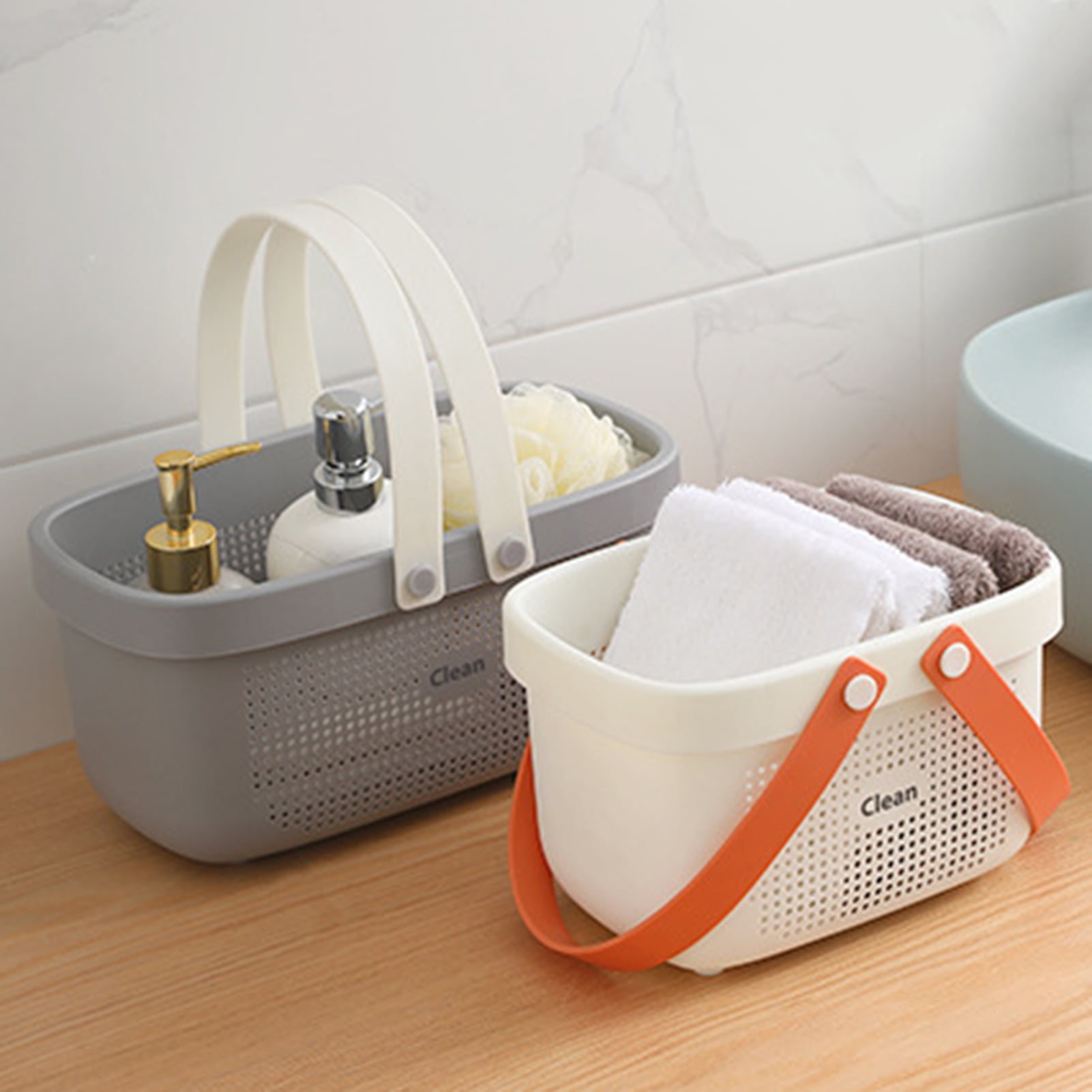 1pc Portable Bath Basket Bathroom Toiletry Organizer With Large Capacity  Hollow Out Design And Drainage Function