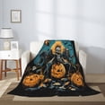thumbnail image 5 of Throw Blanket for Couch Sofa and Bed, Halloween Pumpkin Rock Skeleton Super Soft Plush Throw Blanket, Fuzzy Cuteness Comfy Warm Washable Flannel Blanket & Throws for All Season 40"x30", 5 of 7