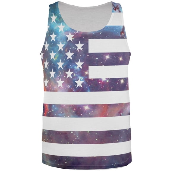 Galaxy American Flag All Over Adult Tank Top