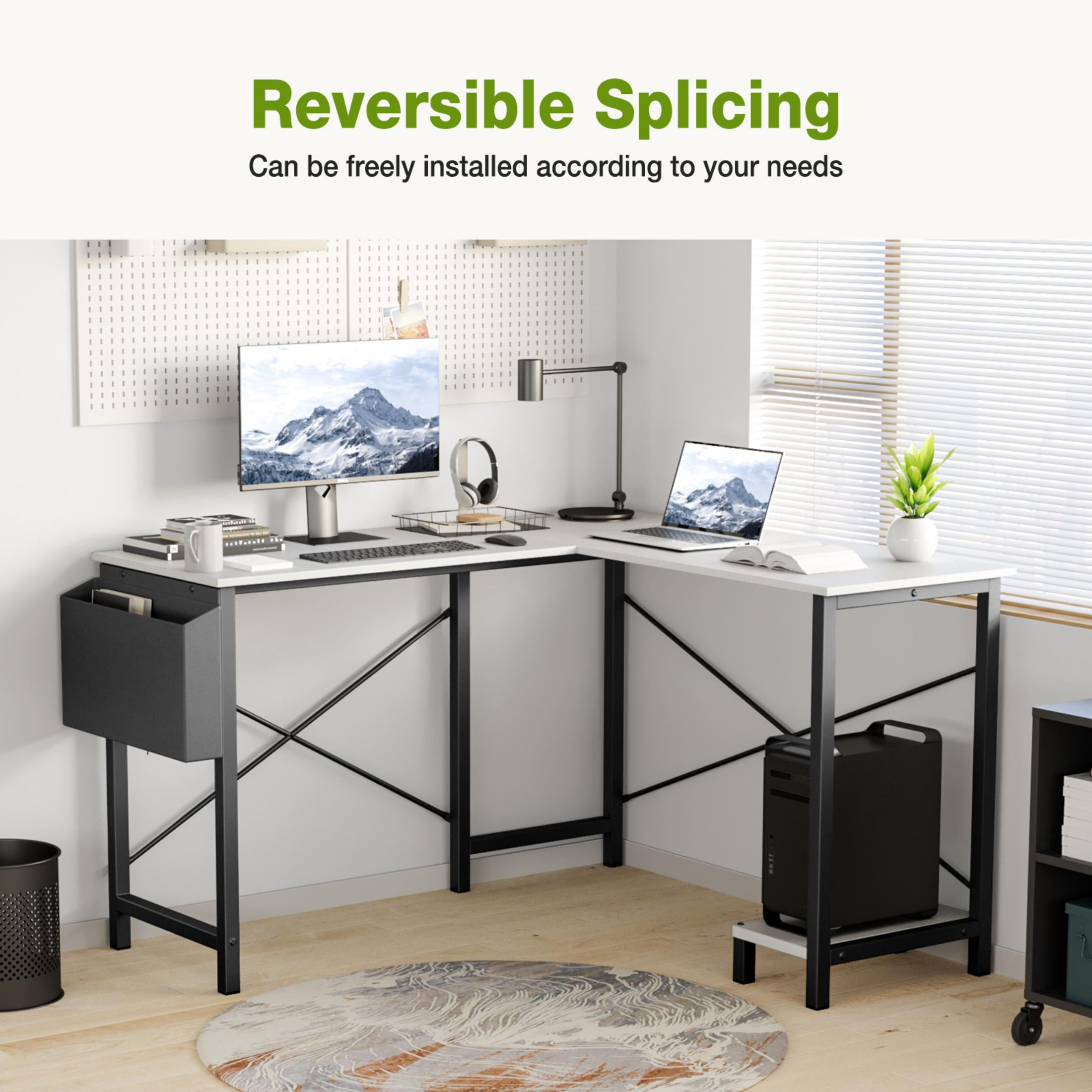 MCQ L Shaped Desk - Computer Desk Gaming Corner 50 Inch Home Office Writing Student Work PC Table, White