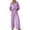 *Purple, variant on ClodeEU Women Striped Lapel Button 3/4 Sleeve Shirt and Drawstring Wide Leg Pants 2 Piece Outfit Set ,Casual Loose Vacation Suit Black,Women's Plus L