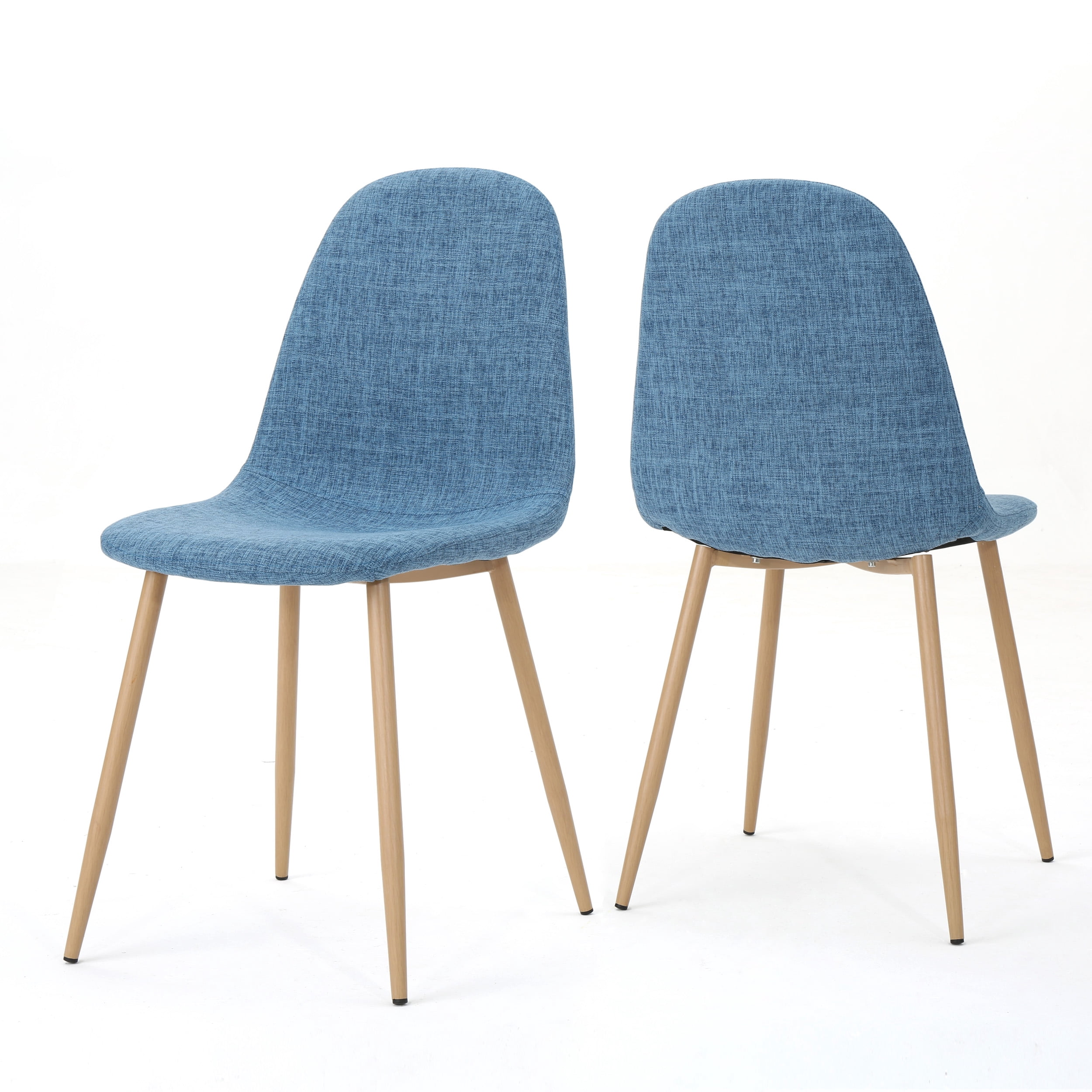 Noble House Remy Mid Century Modern Fabric Dining Chairs, Set of 2, Muted Blue