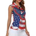 thumbnail image 4 of HUIACONG Eagle Design for The American Flag Women's Sleeveless Golf Shirts, Half Zip Collared Stretchy Workout Tank Tops Elastic Golf Top for Tennis Running, 4 of 7