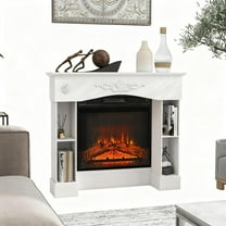 MINESTIA Modern Fireplace Mantel, Wooden Freestanding Fireplace Surround with Leg for Electric Fireplaces