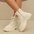 thumbnail image 5 of OKBOP Combat womens boots Platform Round Toe Lace-Up Round Toe Regular retro Comfortable Mid Heel 37, 5 of 5