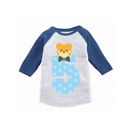 

Awkward Styles Fifth Birthday Boy T-Shirt Funny Bear Toddler Raglan Shirt