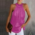 thumbnail image 2 of JINMGG Womens Casual Solid Color Round Neck Halter Sleeveless Tops Blouses Tops Tank Shirt Vest with Zipper Hot Pink XL, 2 of 6