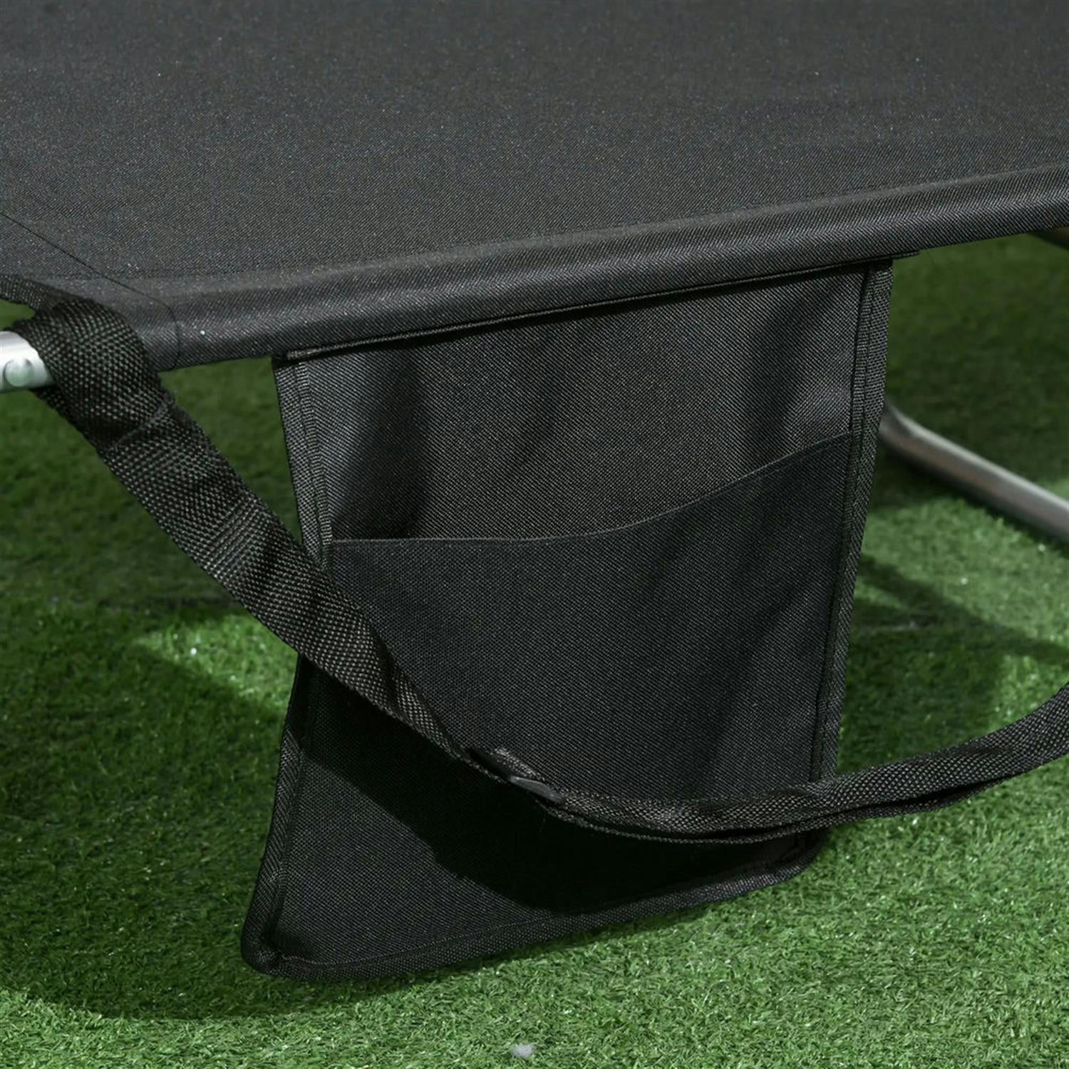 Demi Bonn Outdoor Folding Beach Lounger with Pillow, 5-Position Sun Tanning Chair, Face Hole for Beach, Yard, Patio, Black