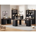 thumbnail image 5 of Aphthongs 58" W Wood Executive Desk, Farmhouse Home Office Desk w/ File Drawer & Charging Station, Rustic Writing Desk Study Table Elegant Computer Desk with Storage, Black, 5 of 11